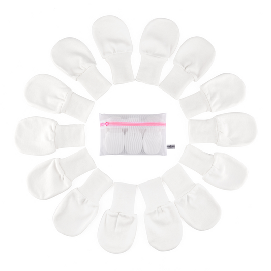 Baby Mittens (White, 7-Pairs)