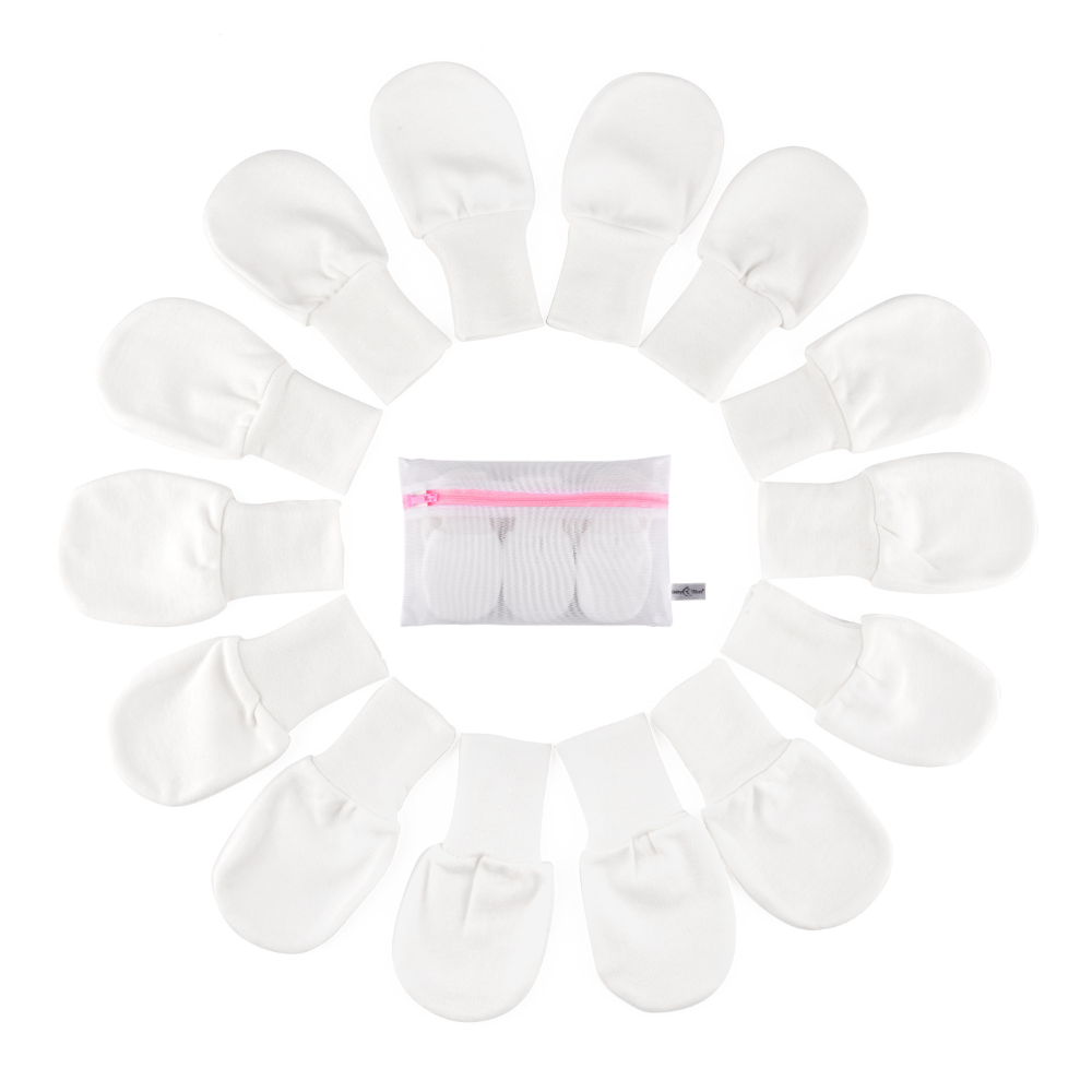 Baby Mittens (White, 7-Pairs)