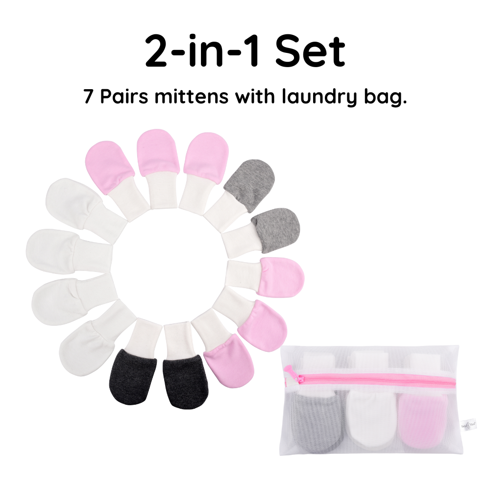 Baby Mittens (Pink, 7-Pairs)