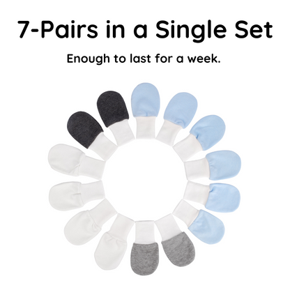 Baby Mittens (Blue, 7-Pairs)